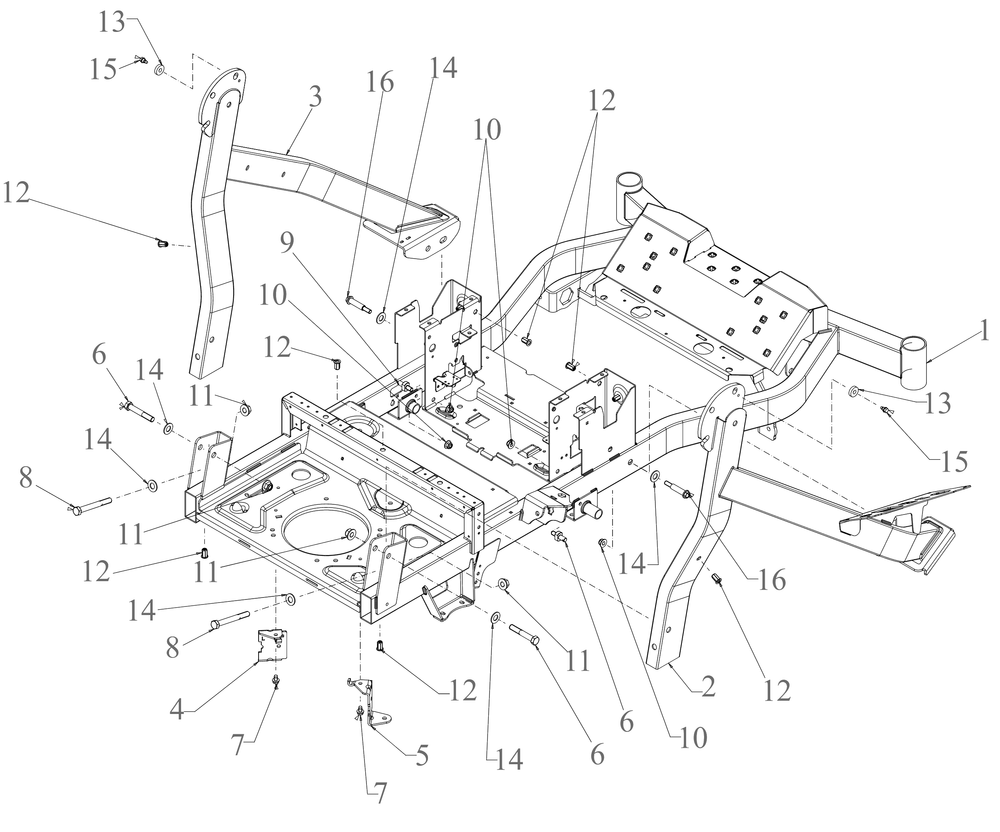Frame Diagram and Parts List for ZTX4-60KH (47ASAAA8010)(2022) Cub Cadet Lawn Tractor